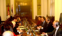 12. mart 2013. Članovi Odbora za spoljne poslove u razgovoru sa predsednikom Parlamentarne skupštine Saveta Evrope Žan Klod Minjonom